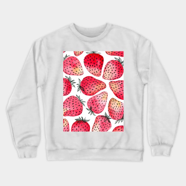 Strawberries watercolor and ink Crewneck Sweatshirt by katerinamk